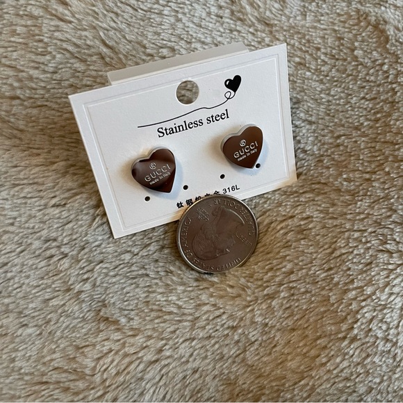 Silver Tone Heart Earrings - Picture 4 of 5